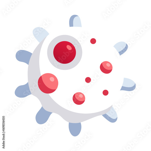 Stylized depiction of virus or pathogen on black background