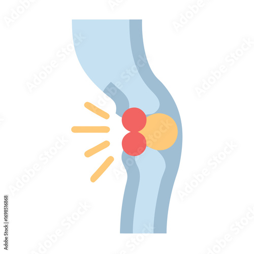 Knee pain and inflammation vector illustration on black backdrop