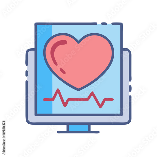 Heart rate monitor showing cardiac activity on screen