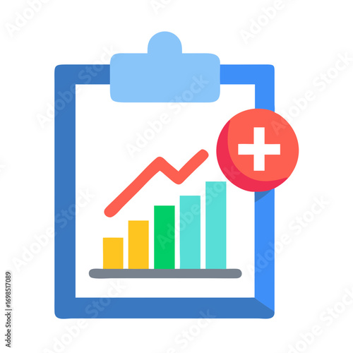 Bright financial report chart with positive trending graphs