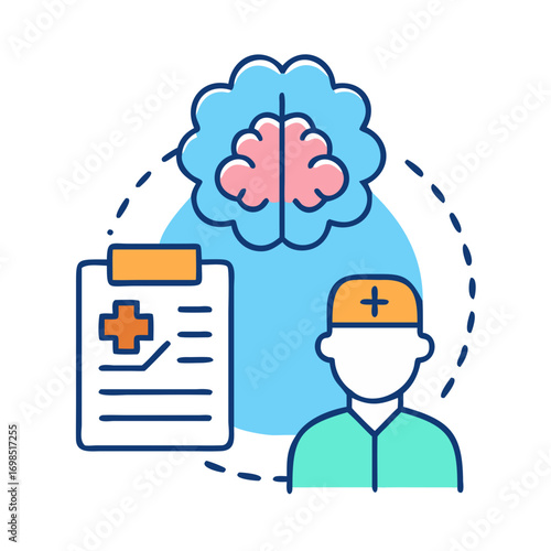 Mental health professional and patient care service depiction design
