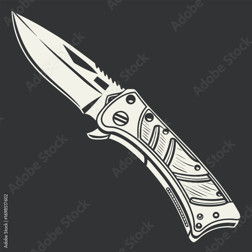 a sleek pocket knife with intricate handle design