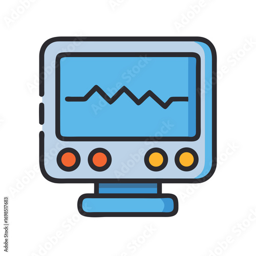 Minimalistic EKG monitor icon with zig-zag heart line