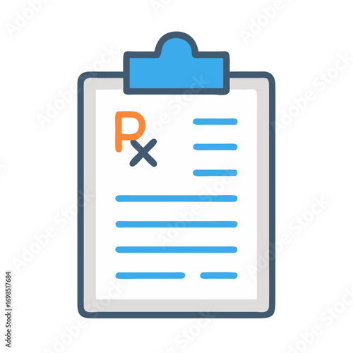 Prescription symbol on clipboard over a black background illustration