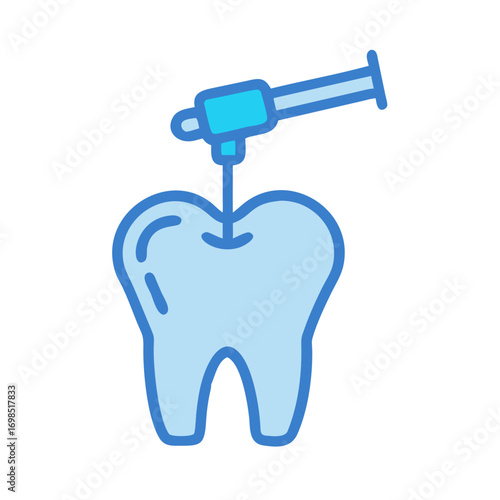 Tooth treatment with drill machine in dental clinic illustration