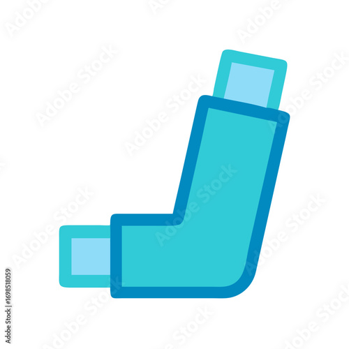 Simple asthma inhaler flat vector icon on black background