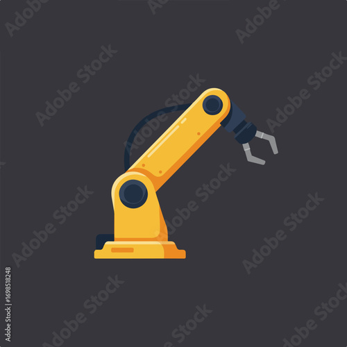 Yellow robotic arm against dark background