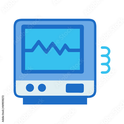 Flat design illustration of a heart monitor display screen
