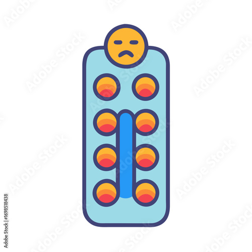 Sad Pill Pack Cartoon Character on Black Background