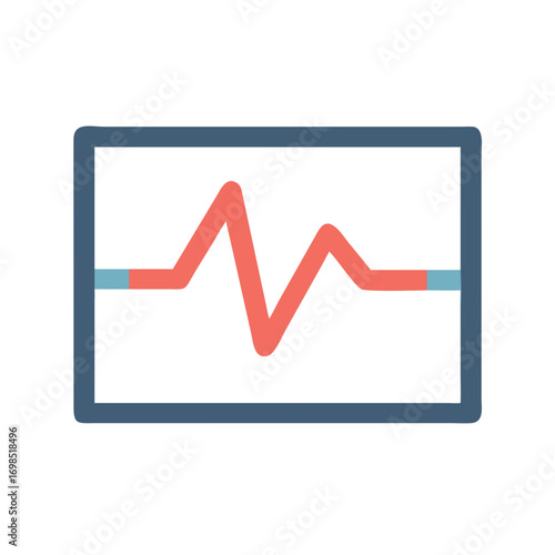 Graphic monitor displays heart rate on dark background