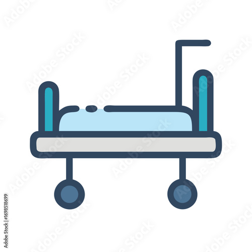 Illustration of a mobile hospital bed on black background