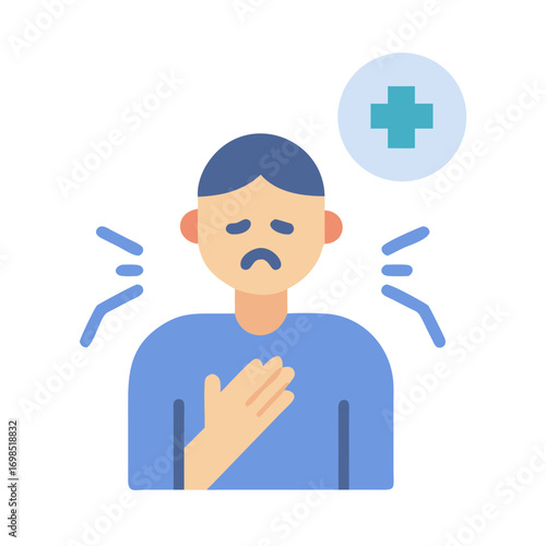 Man with chest pain needing medical attention illustration