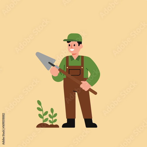 Farmer plants seedlings