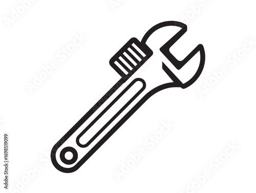 Clean adjustable wrench icon in modern vector art