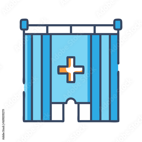 Blue dressing room or changing room icon illustration