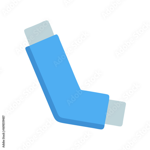 Isolated blue asthma inhaler against a black background illustration