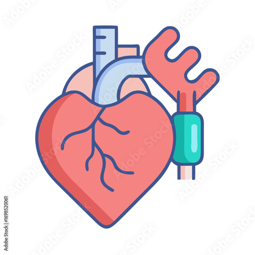 Stylized human heart illustration with anatomical details on black