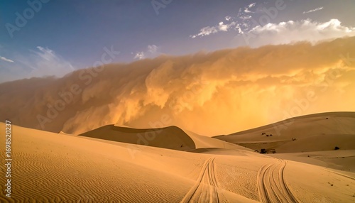 Fototapeta Naklejka Na Ścianę i Meble -  Sandstorm over desert dunes