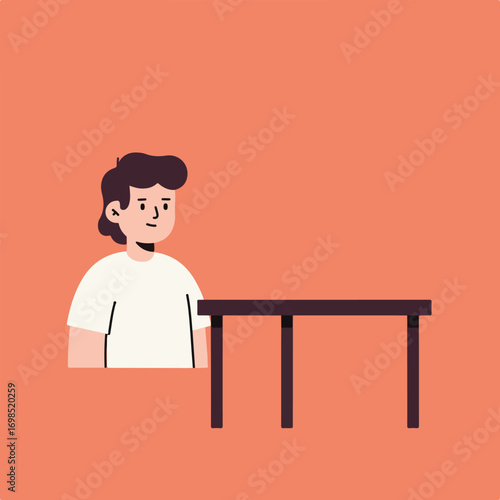 Person by table