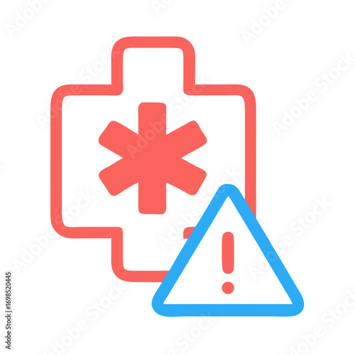 Medical alert icon with warning symbol on black background