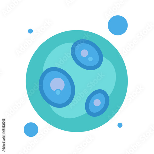 Abstract planet illustration with moons in flat design style