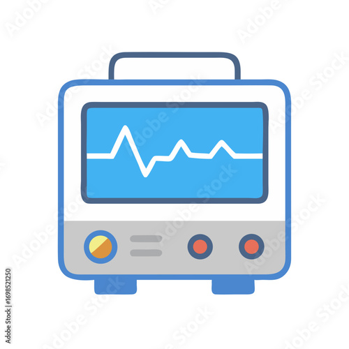 Stylized illustration of a heart monitor with simple graphics