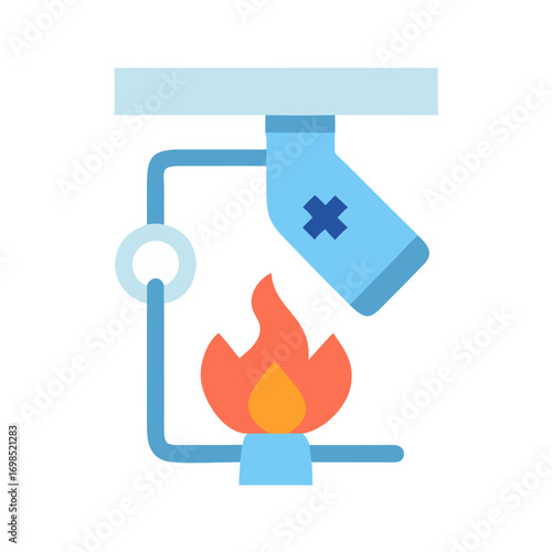 Stylized laboratory equipment featuring Bunsen burner and apparatus