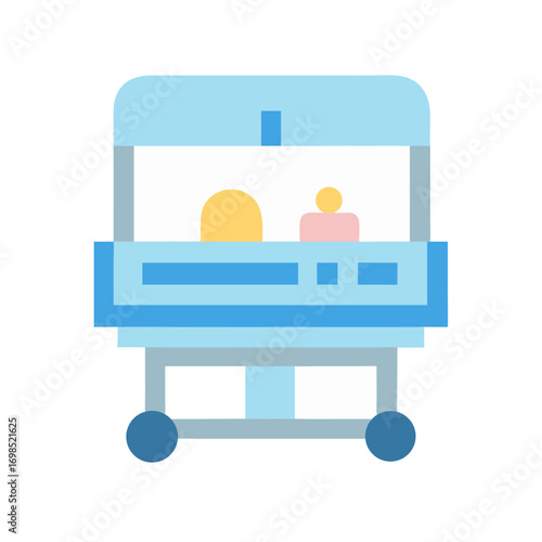 Hospital incubator icon symbolizing newborn care in a flat design