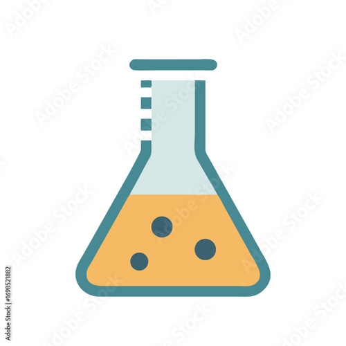 Illustration of Erlenmeyer flask with bubbling liquid on black