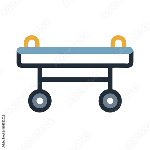 Simple flat illustration of a hospital stretcher on black