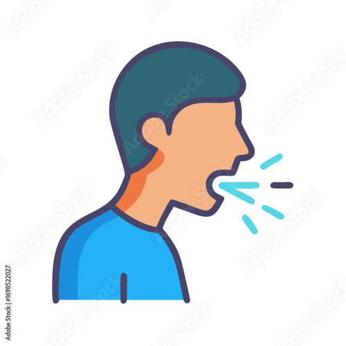 Person with cough or sneeze symptom concept illustration icon