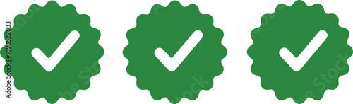 Three green check mark badges silhouette