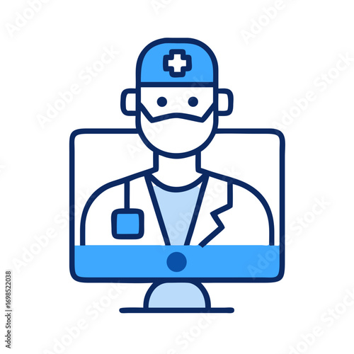 Online doctor consultation concept in simple flat vector style