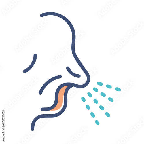 Stylized illustration of a person sneezing or coughing violently