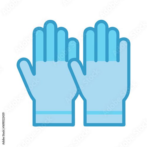 Light blue medical gloves on a black background icon