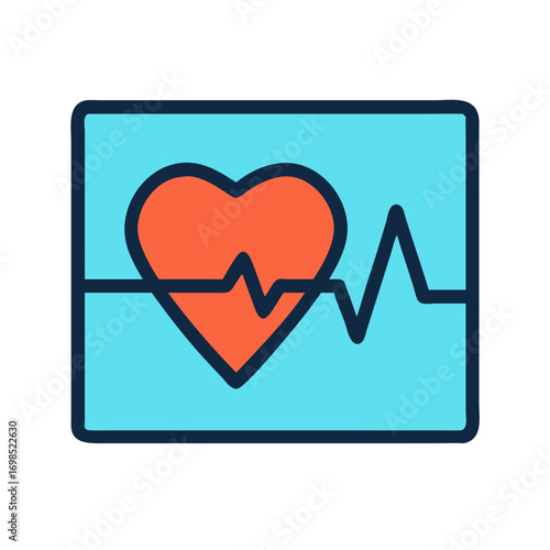 Modern vector illustration showing heart rate monitor display screen