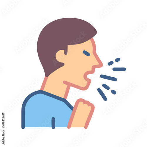Illustration of a Person Coughing or Sneezing from Illness