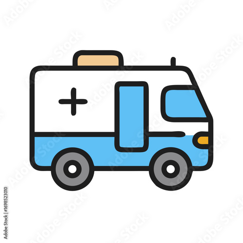 Simple ambulance vector on black background for emergency service