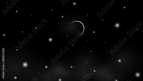 black night with moon and starlight background