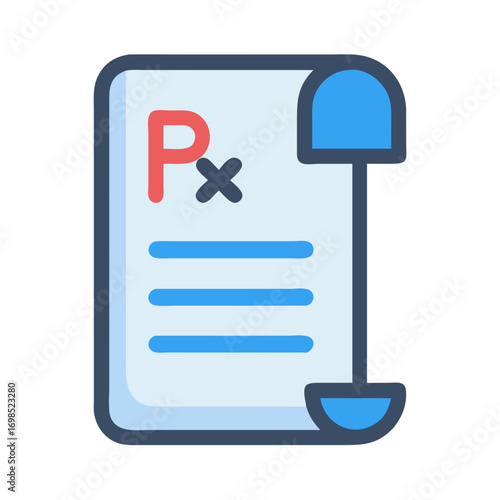 Medical prescription vector icon on white and black background
