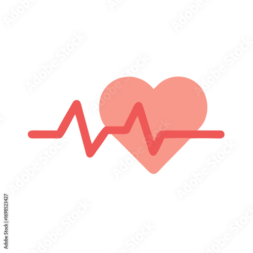 Flat design heart with pulse line on black backdrop