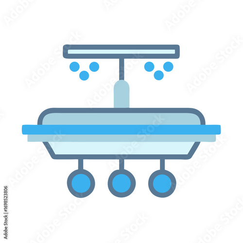 Futuristic lunar rover with cleaning system spraying water