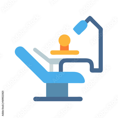 Isolated Flat Dental Chair Illustration on Black Background