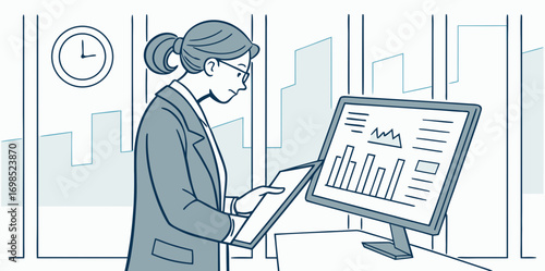 business people working, with office supplies around	