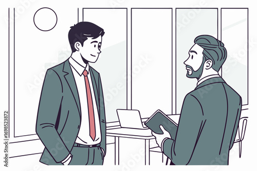 business people working, with office supplies around	