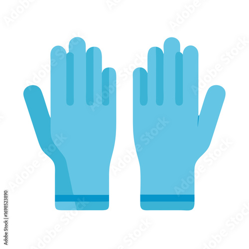 Illustration of blue disposable gloves on a black background