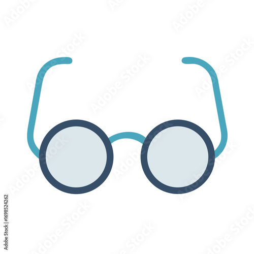 Vector illustration of round-framed eyeglasses on a black background