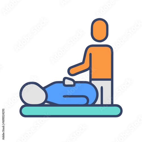 Illustration of massage therapy session with health care professional