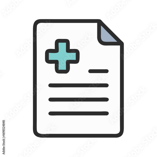 Simple medical record icon on black background illustration