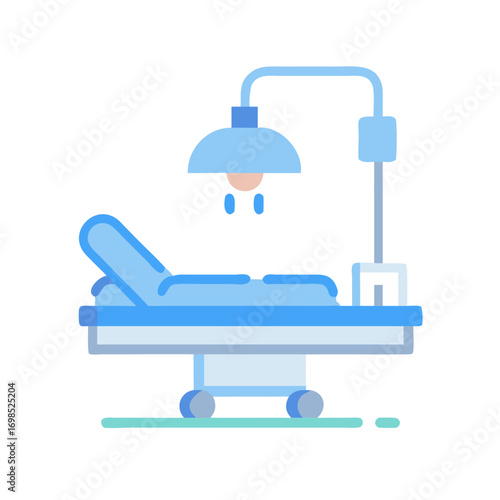 Illustration of hospital bed with light on black background
